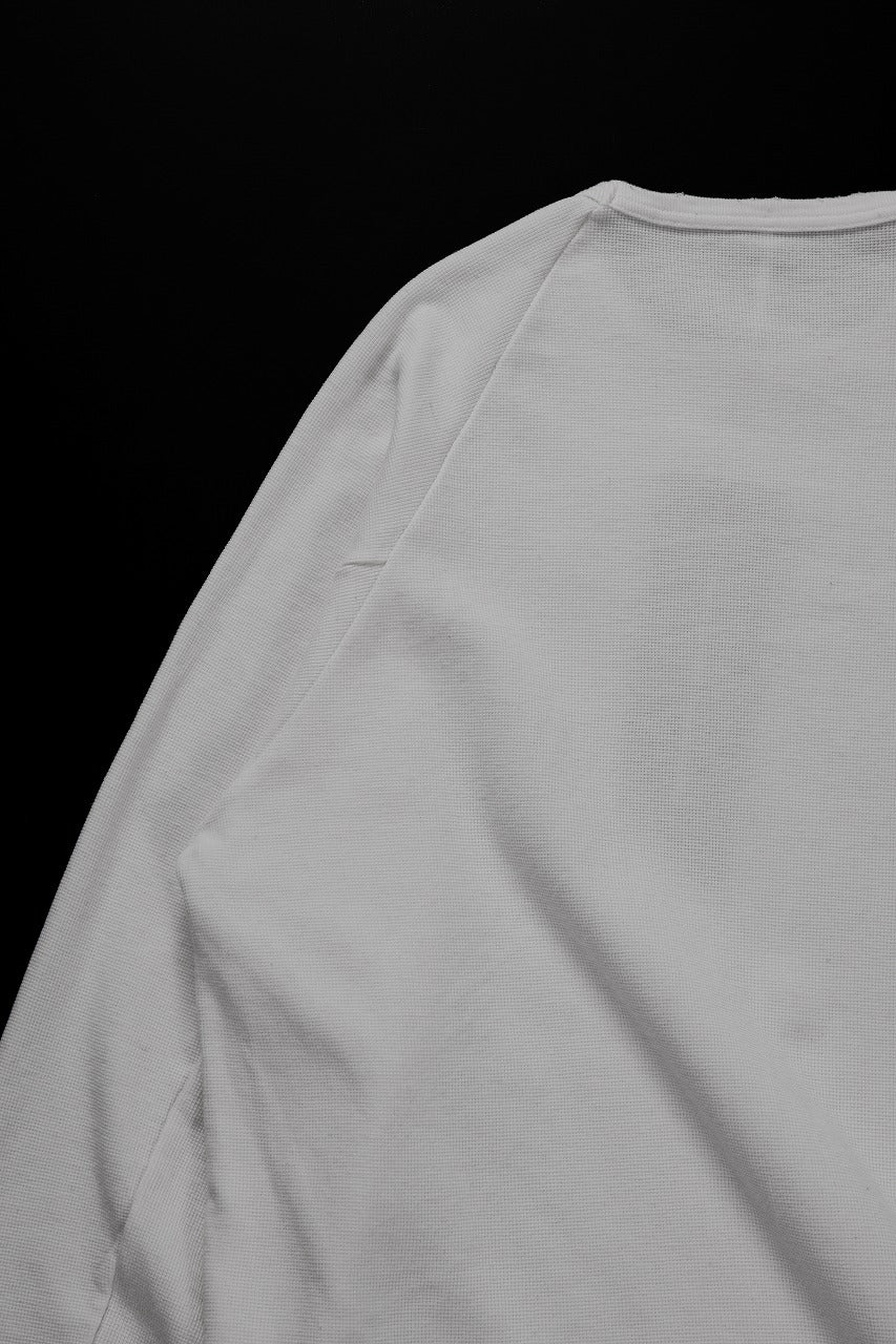 sus-sous raglan L/S tee / dyed & damaged waffle 3/4 Cotton Linen (WHITE)