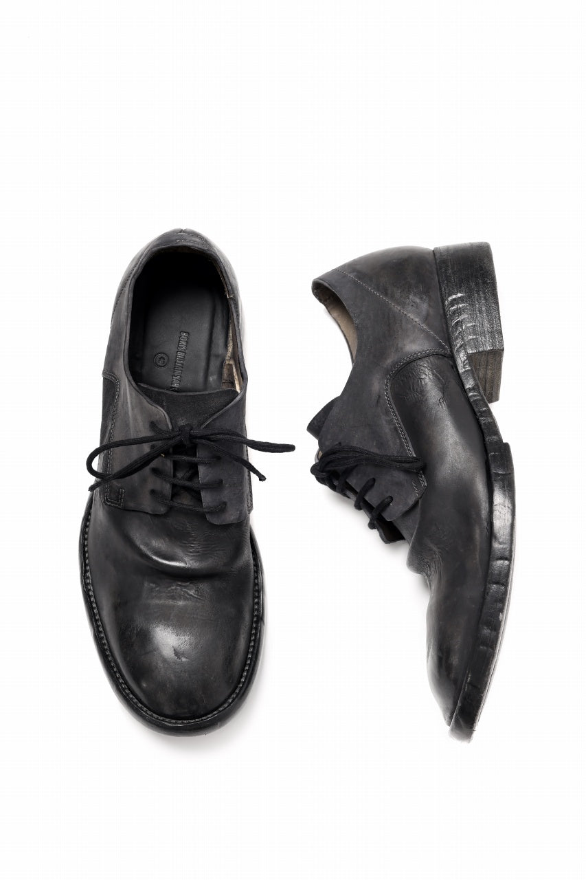 Load image into Gallery viewer, BORIS BIDJAN SABERI HORSE CULATTA SKIN DERBY SHOES / OBJECT DYED &amp; HAND-TREATED &quot;SHOE2.1&quot; (BLACK)
