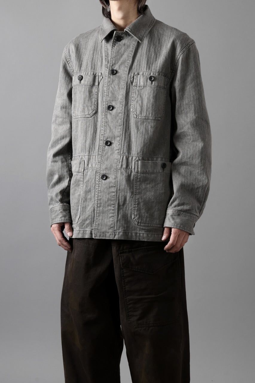 sus-sous germany work jacket / cotton linen herringbone (sumi)