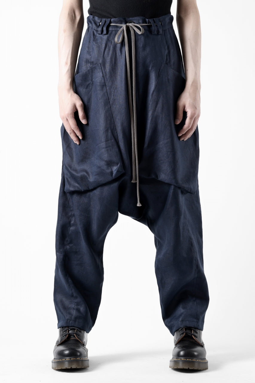 A.F ARTEFACT WIDE SARROUEL PANTS / LINEN TWILL (NAVY)