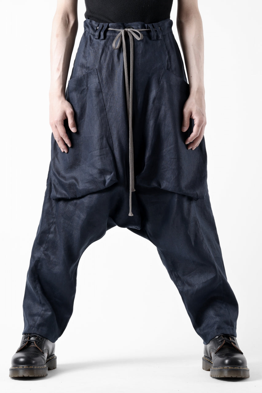 A.F ARTEFACT WIDE SARROUEL PANTS / LINEN TWILL (NAVY)