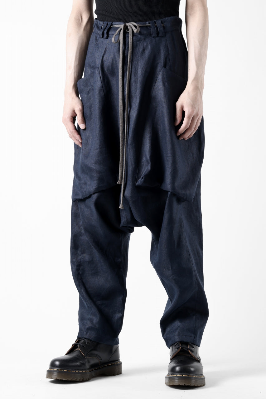 A.F ARTEFACT WIDE SARROUEL PANTS / LINEN TWILL (NAVY)