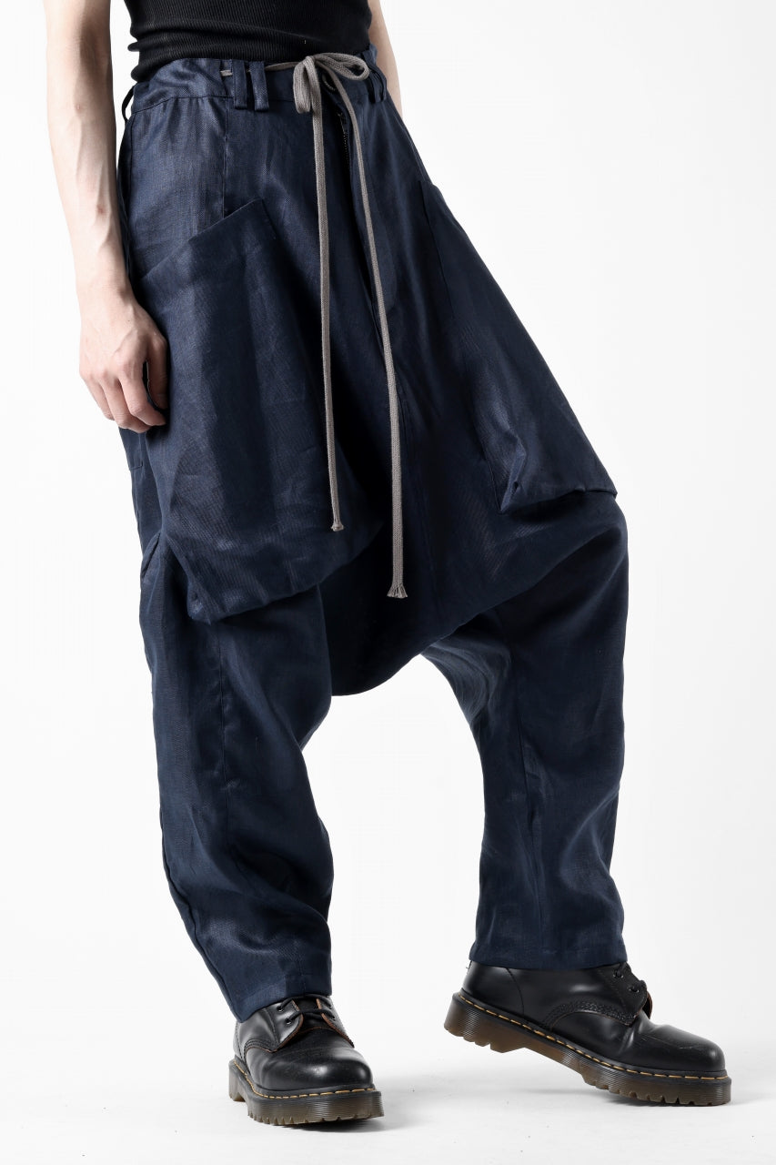 A.F ARTEFACT WIDE SARROUEL PANTS / LINEN TWILL (NAVY)