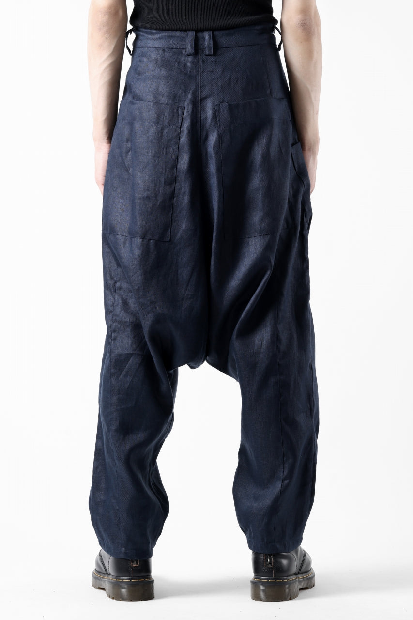 A.F ARTEFACT WIDE SARROUEL PANTS / LINEN TWILL (NAVY)