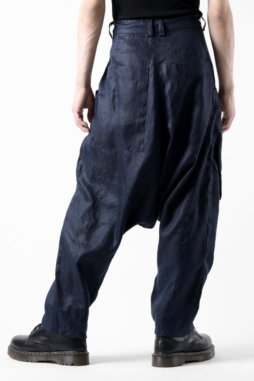 A.F ARTEFACT WIDE SARROUEL PANTS / LINEN TWILL (NAVY)