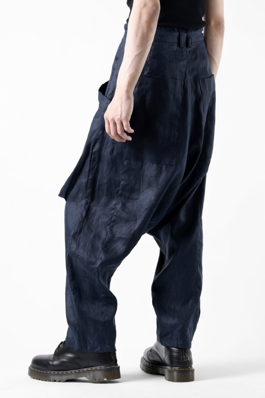 A.F ARTEFACT WIDE SARROUEL PANTS / LINEN TWILL (NAVY)