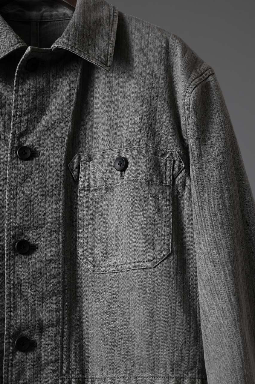 Load image into Gallery viewer, sus-sous germany work jacket / cotton linen herringbone (sumi)