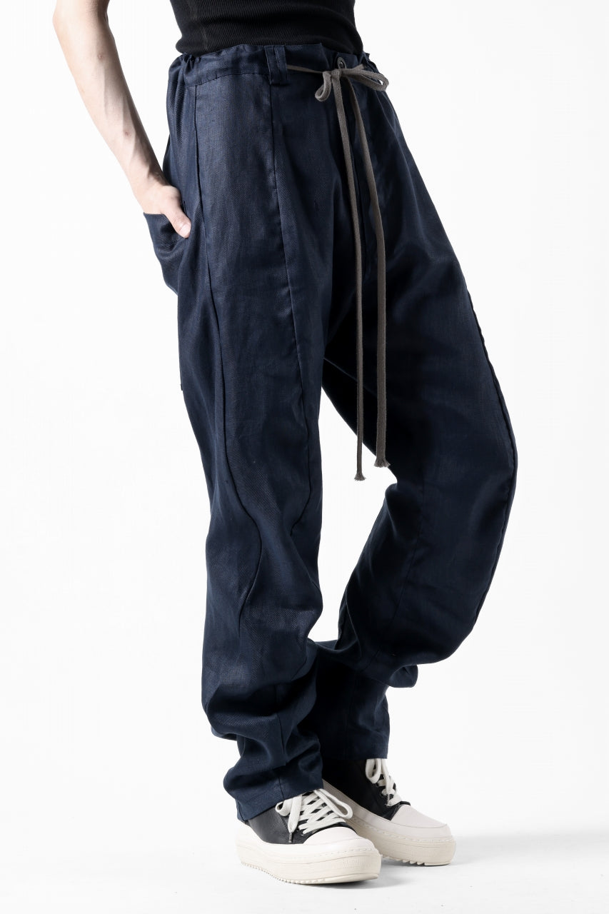 画像をギャラリービューアに読み込む, A.F ARTEFACT CURVED LONG PANTS / LINEN TWILL (NAVY)