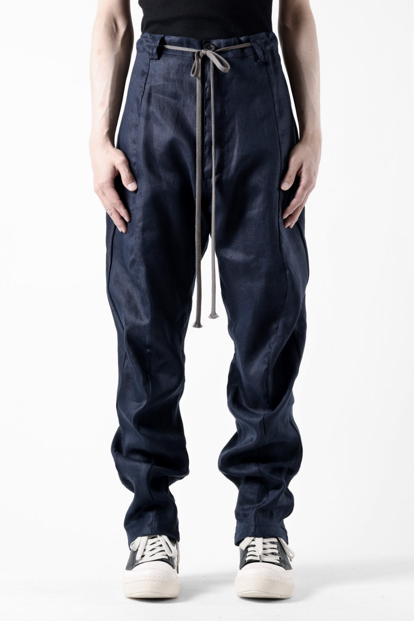 画像をギャラリービューアに読み込む, A.F ARTEFACT CURVED LONG PANTS / LINEN TWILL (NAVY)