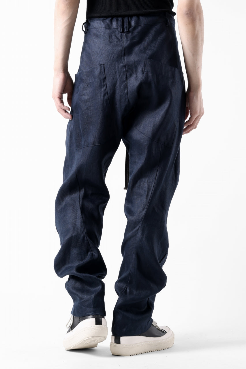 A.F ARTEFACT CURVED LONG PANTS / LINEN TWILL (NAVY)