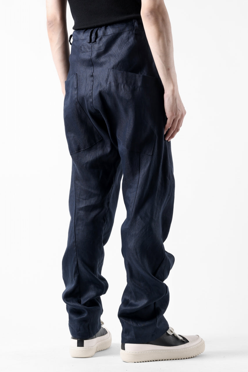 画像をギャラリービューアに読み込む, A.F ARTEFACT CURVED LONG PANTS / LINEN TWILL (NAVY)