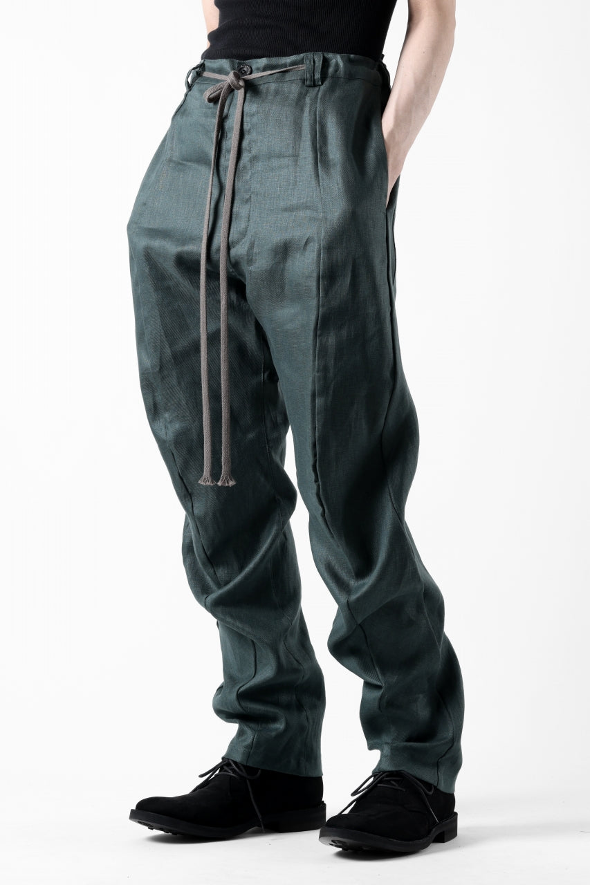 A.F ARTEFACT CARVED LONG PANTS / LINEN TWILL (GREEN)