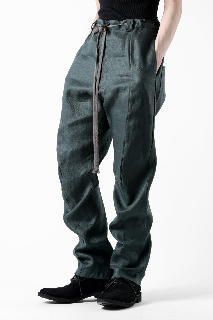 A.F ARTEFACT CARVED LONG PANTS / LINEN TWILL (GREEN)