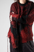 Load image into Gallery viewer, ISABEL BENENATO Mohair Crew-Neck Sweater with Loose Threads (BLACK/RED)