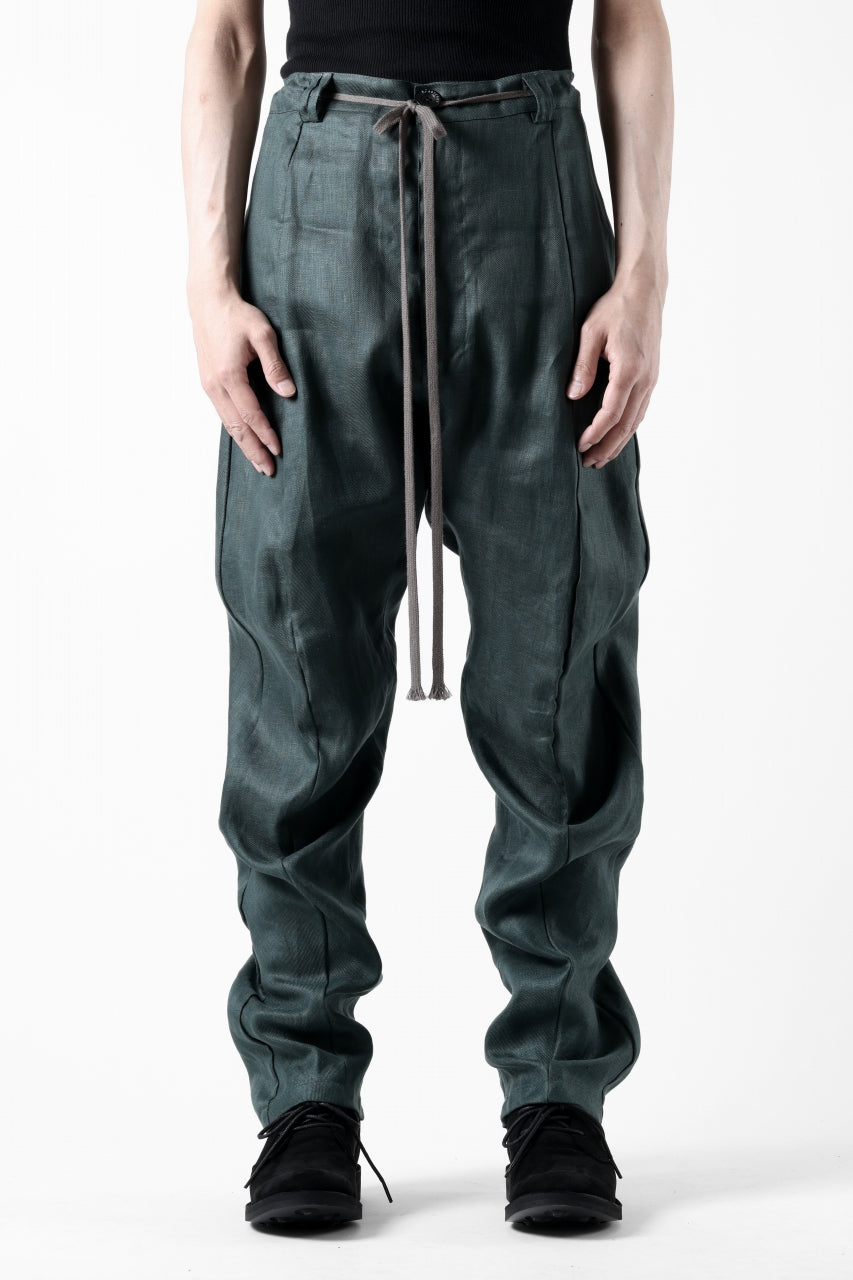 A.F ARTEFACT CARVED LONG PANTS / LINEN TWILL (GREEN)