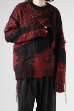 Load image into Gallery viewer, ISABEL BENENATO Mohair Crew-Neck Sweater with Loose Threads (BLACK/RED)