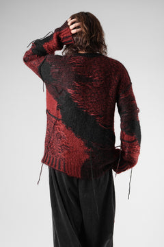 Load image into Gallery viewer, ISABEL BENENATO Mohair Crew-Neck Sweater with Loose Threads (BLACK/RED)