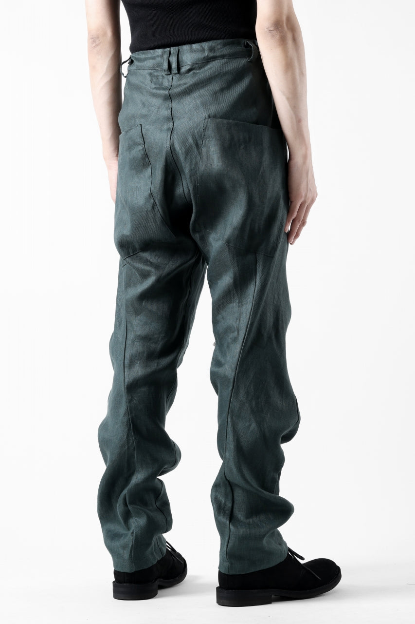 A.F ARTEFACT CARVED LONG PANTS / LINEN TWILL (GREEN)