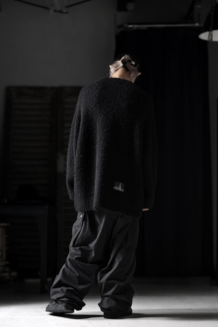 画像をギャラリービューアに読み込む, th products Inflated Oversized Crew / 1/4.5 kasuri loop knit (black)