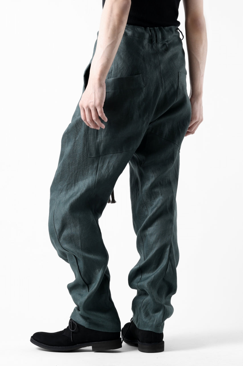 A.F ARTEFACT CARVED LONG PANTS / LINEN TWILL (GREEN)