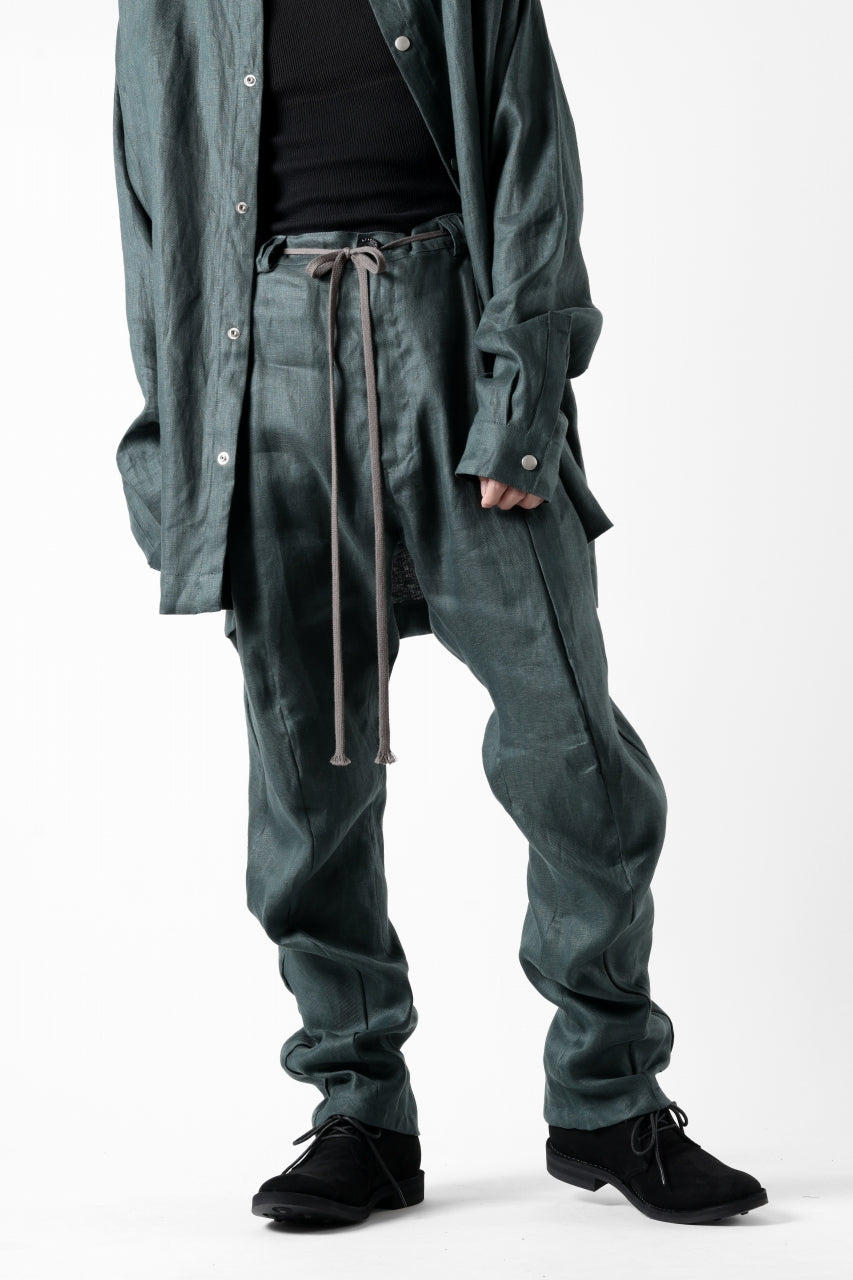 A.F ARTEFACT CARVED LONG PANTS / LINEN TWILL (GREEN)