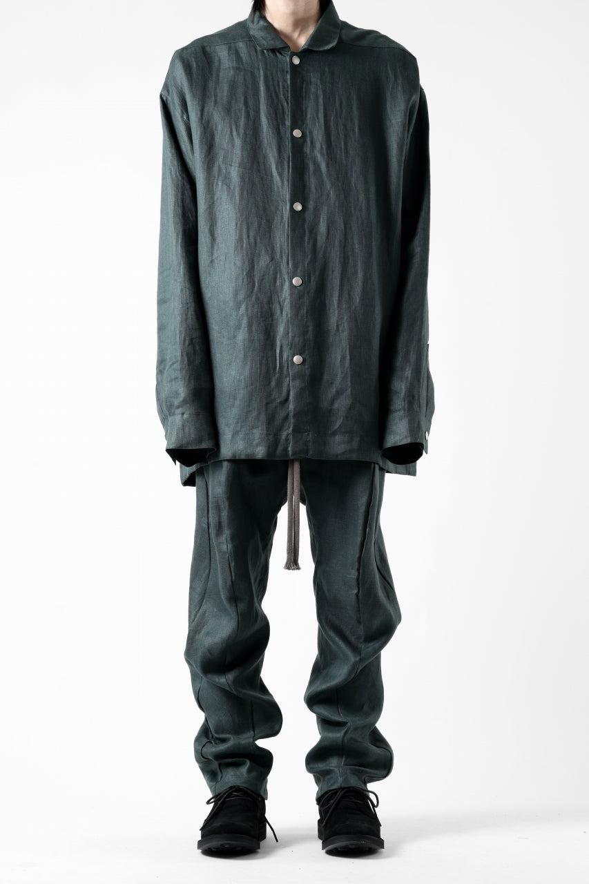 A.F ARTEFACT CARVED LONG PANTS / LINEN TWILL (GREEN)