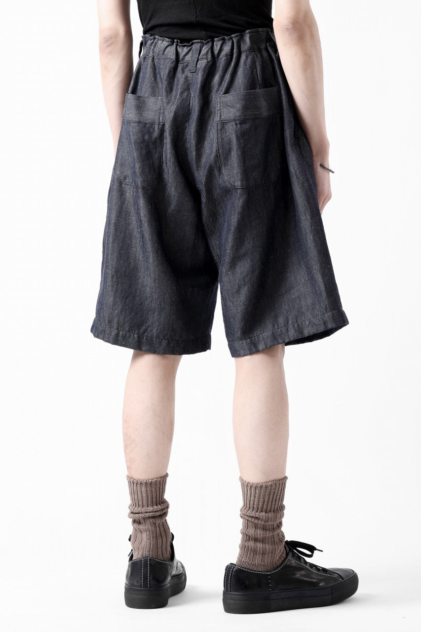 画像をギャラリービューアに読み込む, CAPERTICA 2-TUCK WIDE SHORTS / WASHABLE WOOL x LINEN GABARDINE (DARK NAVY)