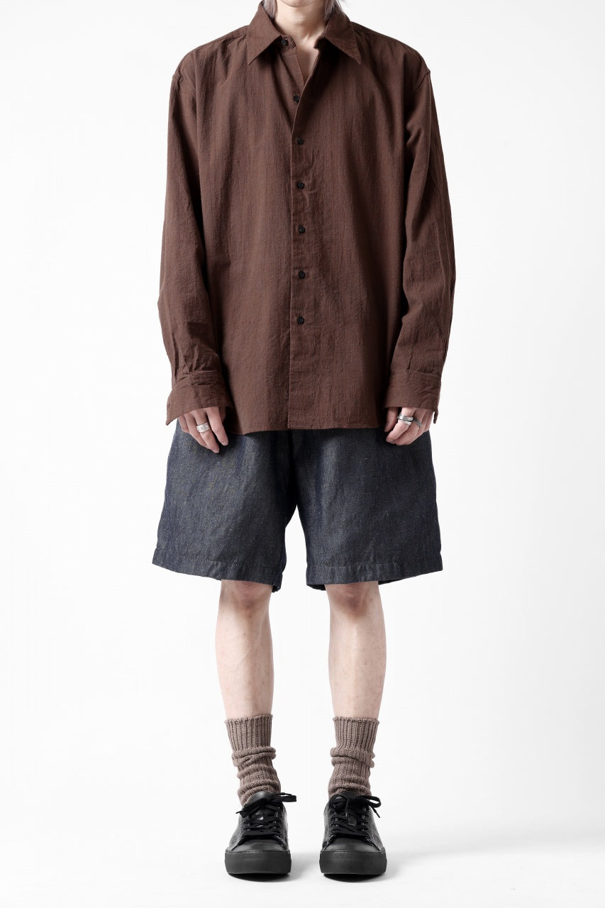 画像をギャラリービューアに読み込む, CAPERTICA 2-TUCK WIDE SHORTS / WASHABLE WOOL x LINEN GABARDINE (DARK NAVY)