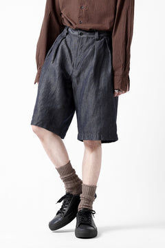 画像をギャラリービューアに読み込む, CAPERTICA 2-TUCK WIDE SHORTS / WASHABLE WOOL x LINEN GABARDINE (DARK NAVY)