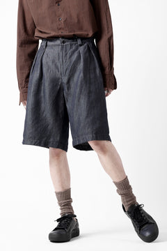 画像をギャラリービューアに読み込む, CAPERTICA 2-TUCK WIDE SHORTS / WASHABLE WOOL x LINEN GABARDINE (DARK NAVY)