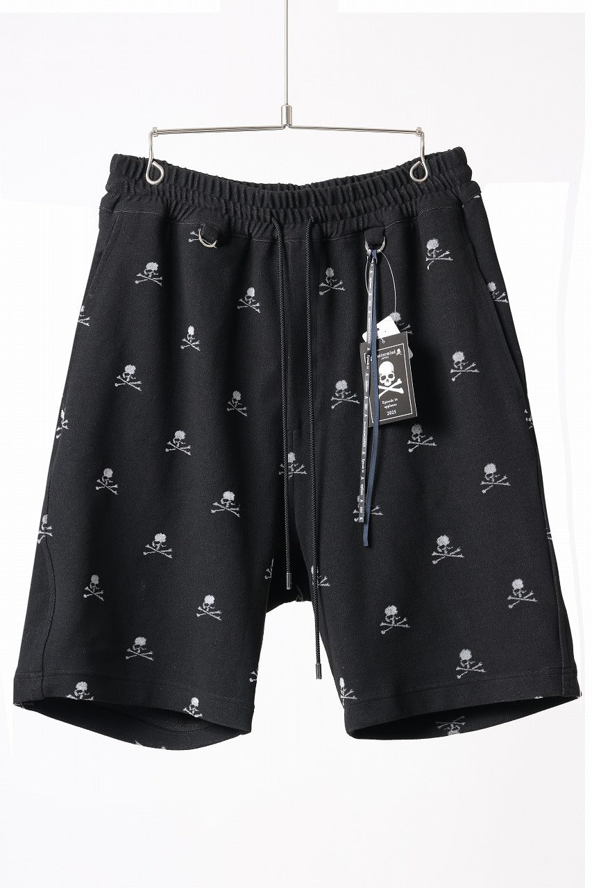 mastermind JAPAN SKULL MONOGRAM PILE SHORTS / REGULAR FIT (BLACK)