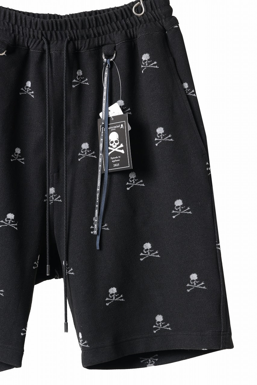 mastermind JAPAN SKULL MONOGRAM PILE SHORTS / REGULAR FIT (BLACK)