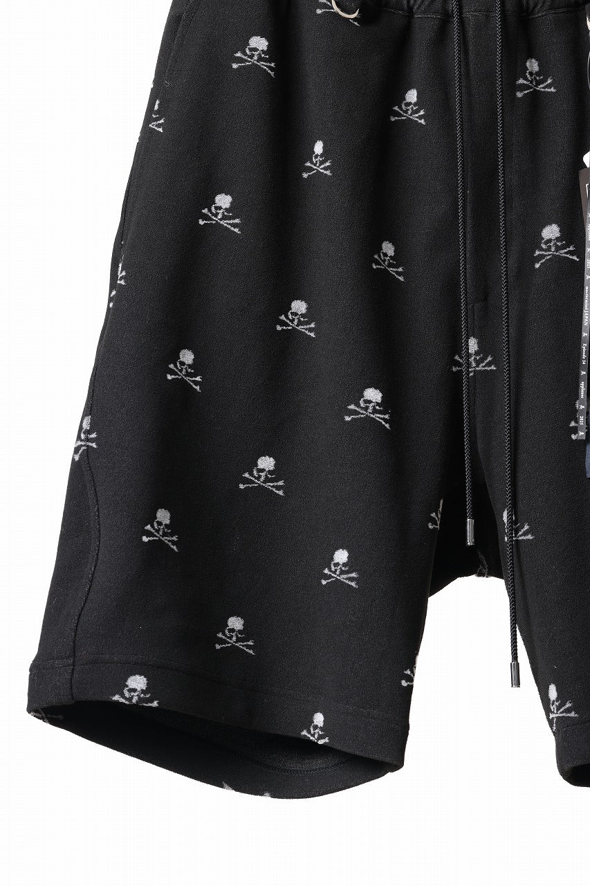 mastermind JAPAN SKULL MONOGRAM PILE SHORTS / REGULAR FIT (BLACK)