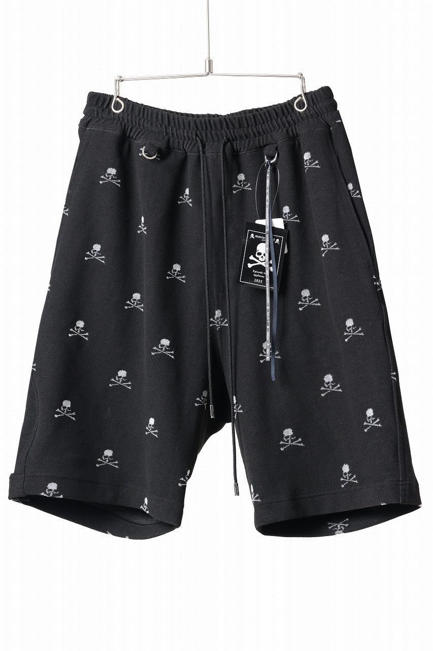 mastermind JAPAN SKULL MONOGRAM PILE SHORTS / REGULAR FIT (BLACK)