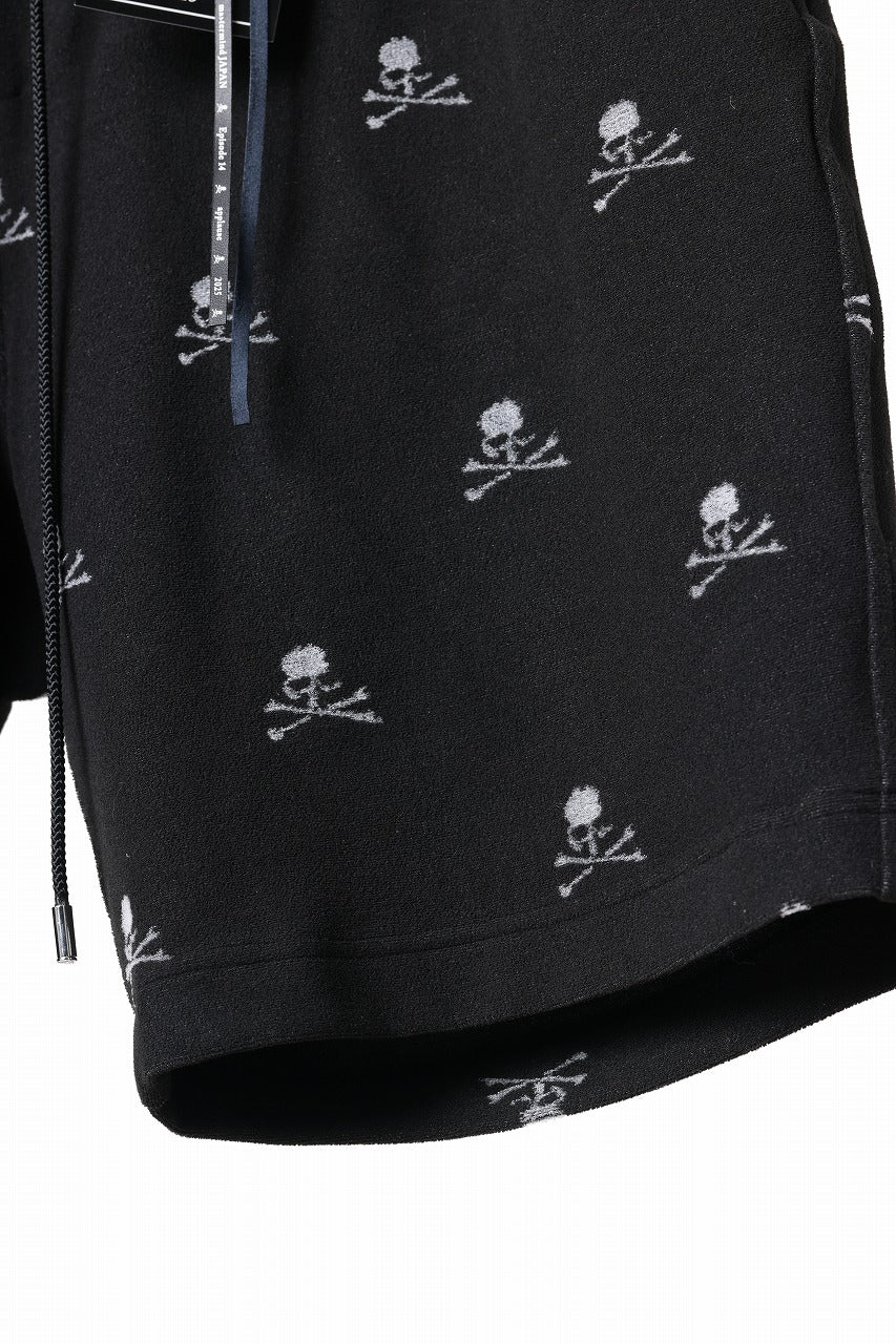 mastermind JAPAN SKULL MONOGRAM PILE SHORTS / REGULAR FIT (BLACK)