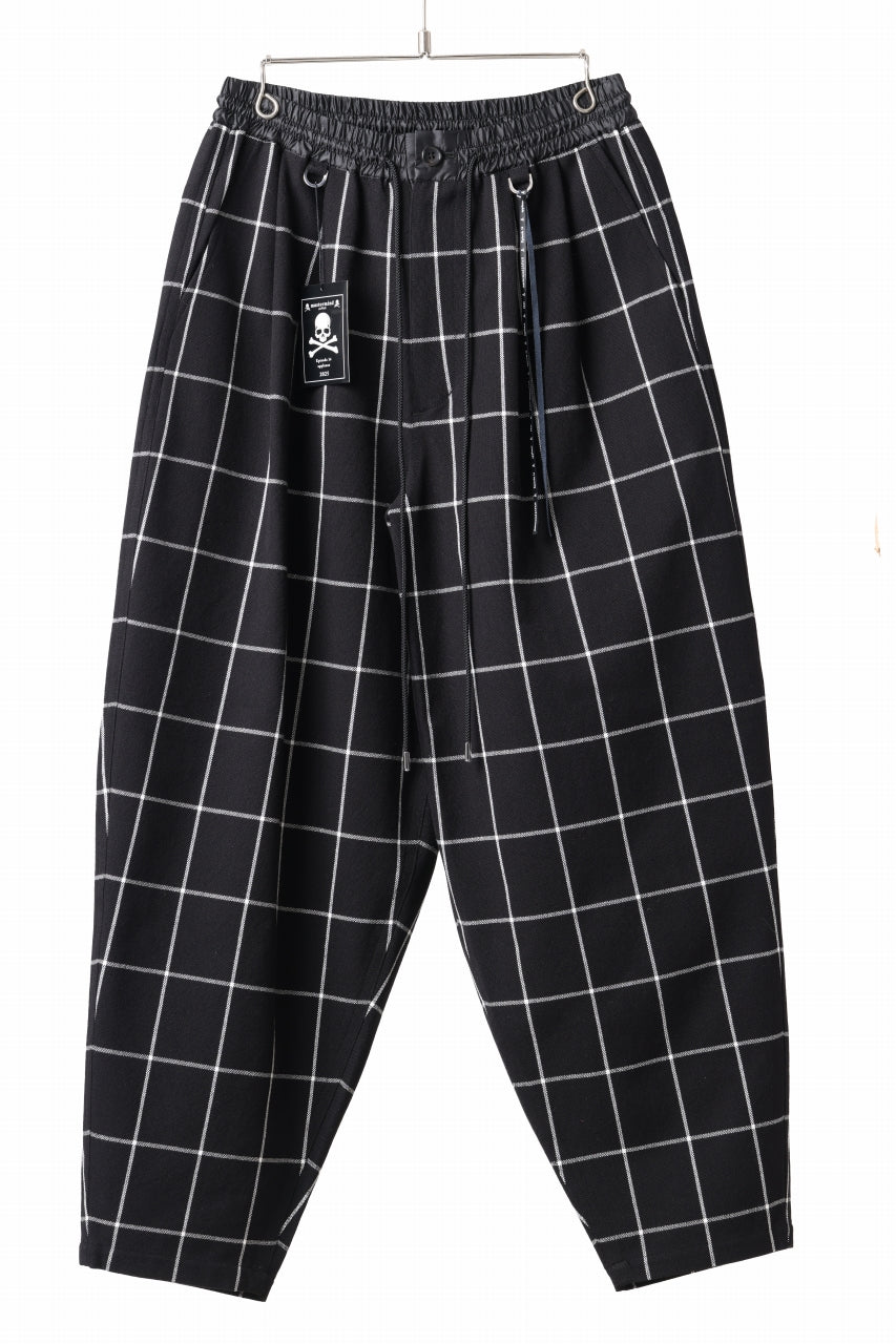 mastermind JAPAN WIDE TAPERED PLAID TROUSERS (BLACK x WHITE)