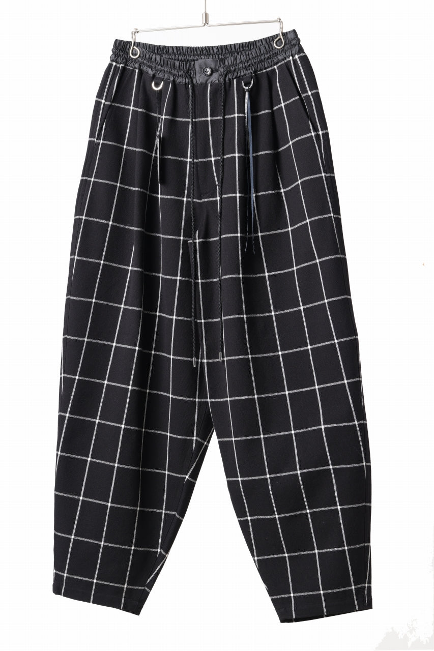 画像をギャラリービューアに読み込む, mastermind JAPAN WIDE TAPERED PLAID TROUSERS (BLACK x WHITE)