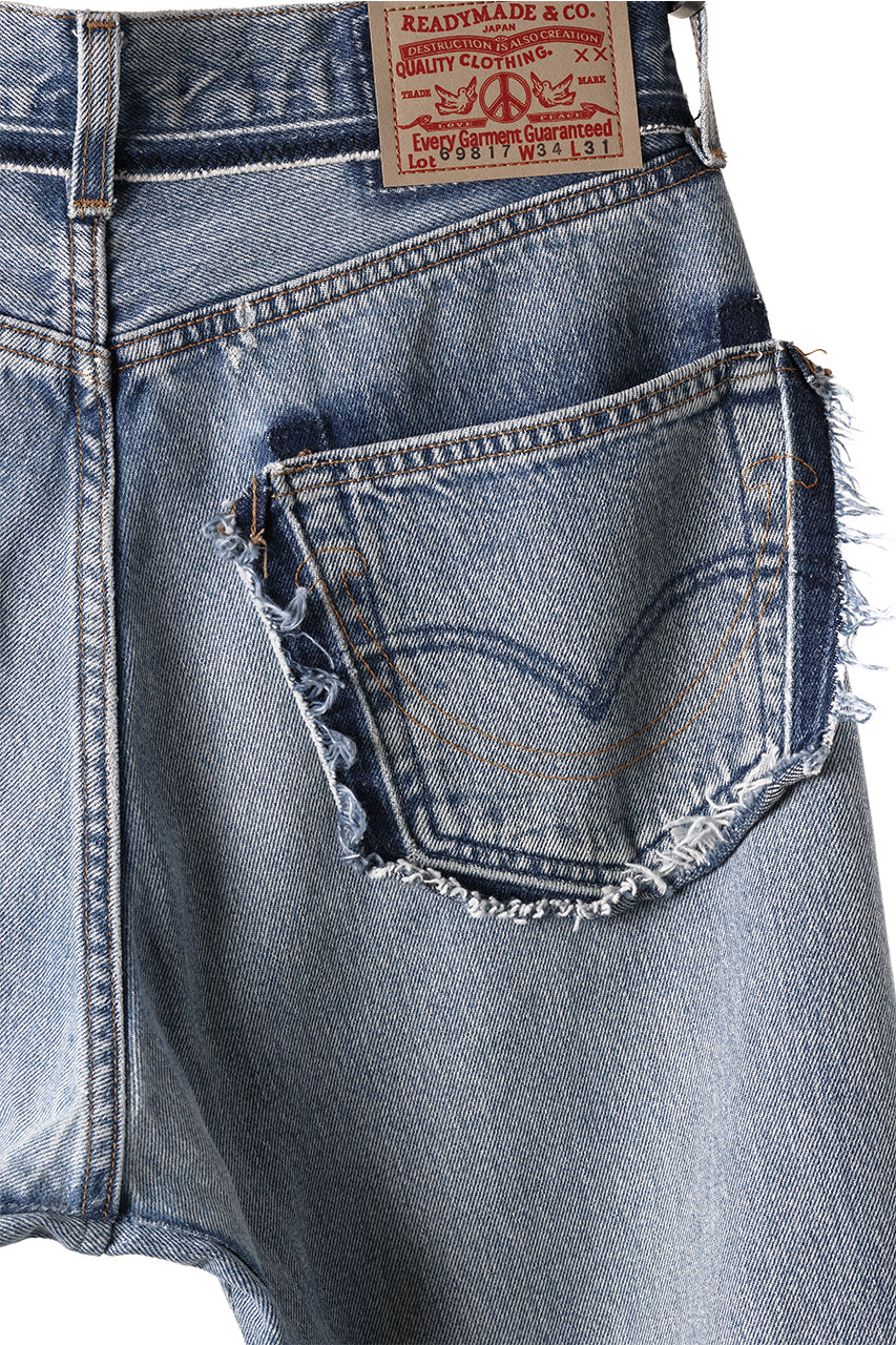 Load image into Gallery viewer, READYMADE WIDE FLARE DENIM PANTS / (BLUE #E)