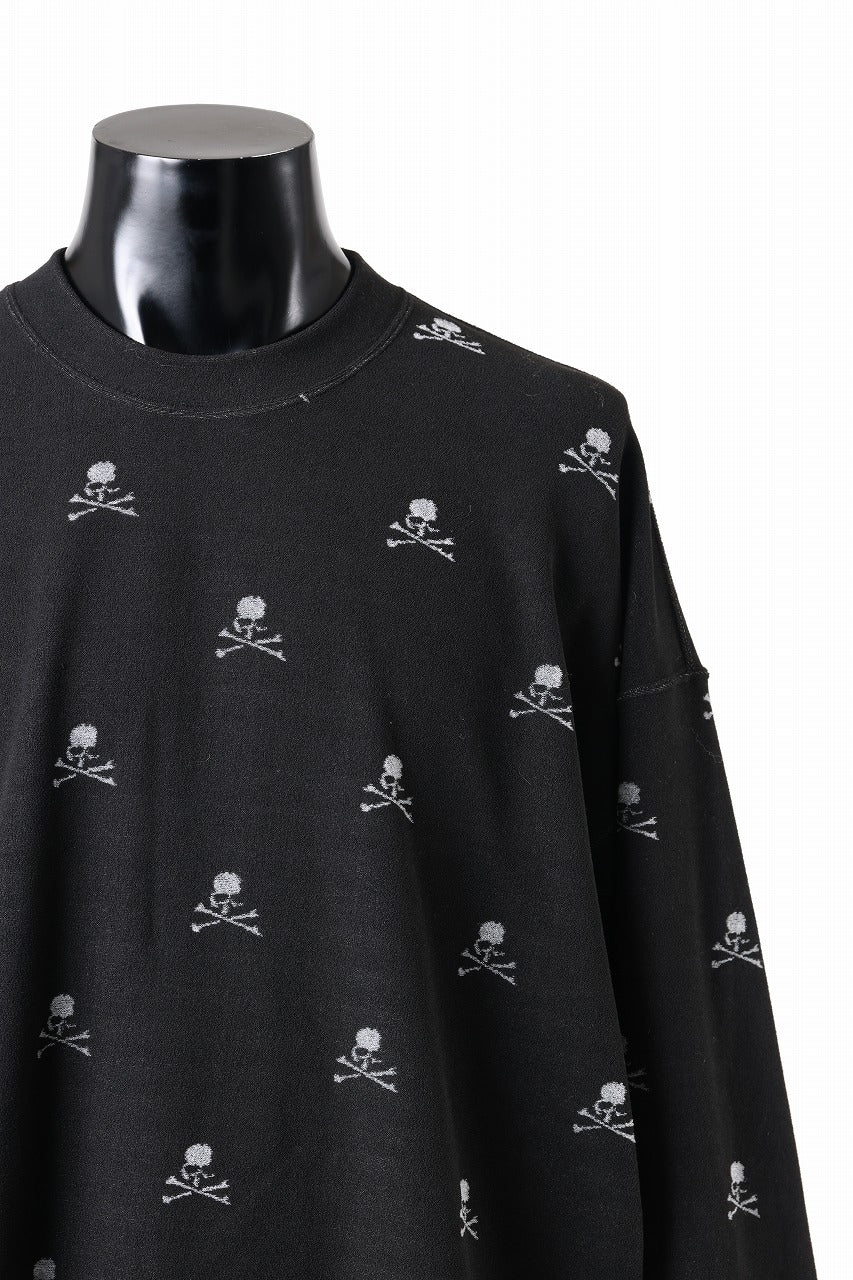 mastermind JAPAN SKULL MONOGRAM PILE LS TEE / BOXY FIT (BLACK)