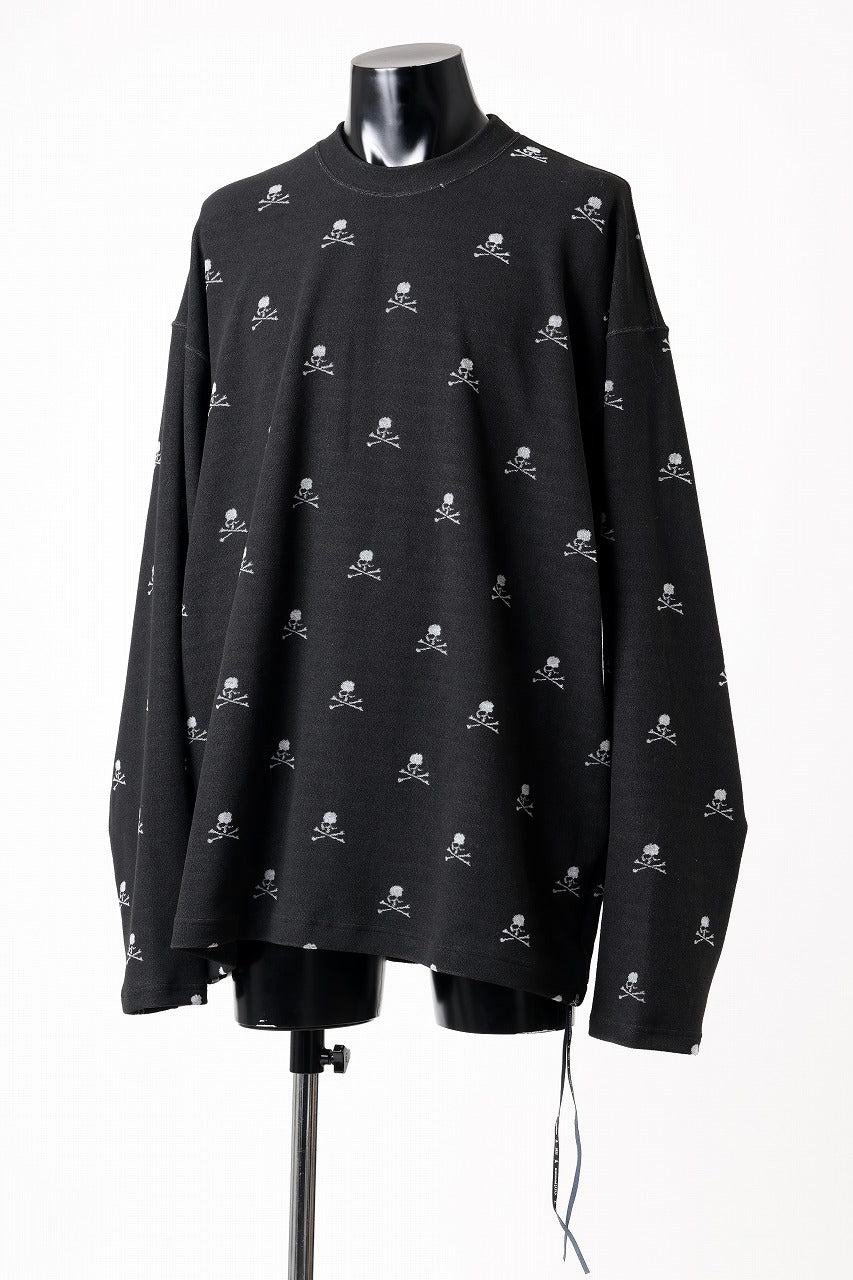 mastermind JAPAN SKULL MONOGRAM PILE LS TEE / BOXY FIT (BLACK)