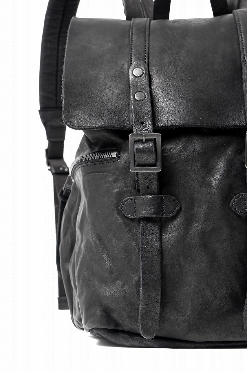 Load image into Gallery viewer, ISAMU KATAYAMA BACKLASH MILITARY FLAP DAYPACK / JAPAN DOUBLE SHOULDER OBJECT DYED (BLACK)