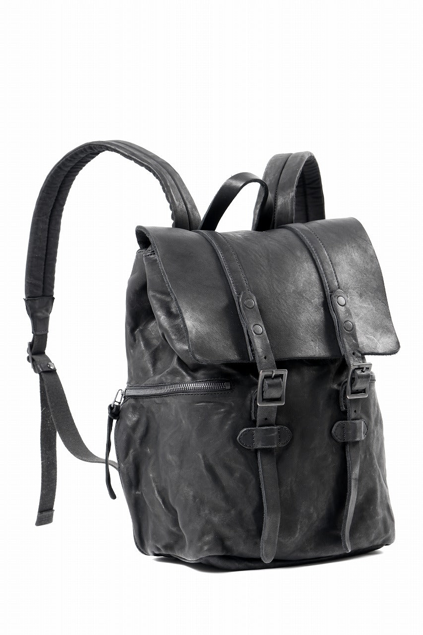 ISAMU KATAYAMA BACKLASH MILITARY FLAP DAYPACK / JAPAN DOUBLE SHOULDER OBJECT DYED (BLACK)