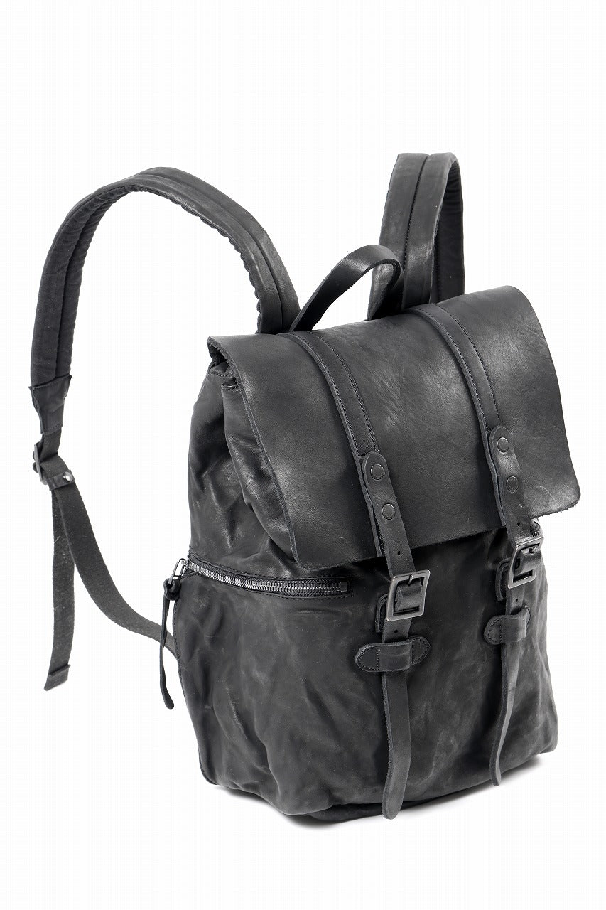 ISAMU KATAYAMA BACKLASH MILITARY FLAP DAYPACK / JAPAN DOUBLE SHOULDER OBJECT DYED (BLACK)