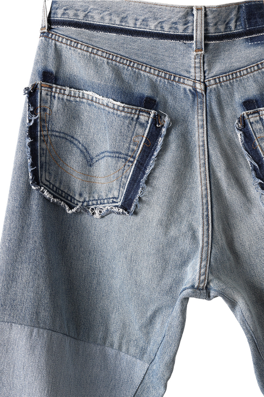 Load image into Gallery viewer, READYMADE WIDE FLARE DENIM PANTS / (BLUE #G)