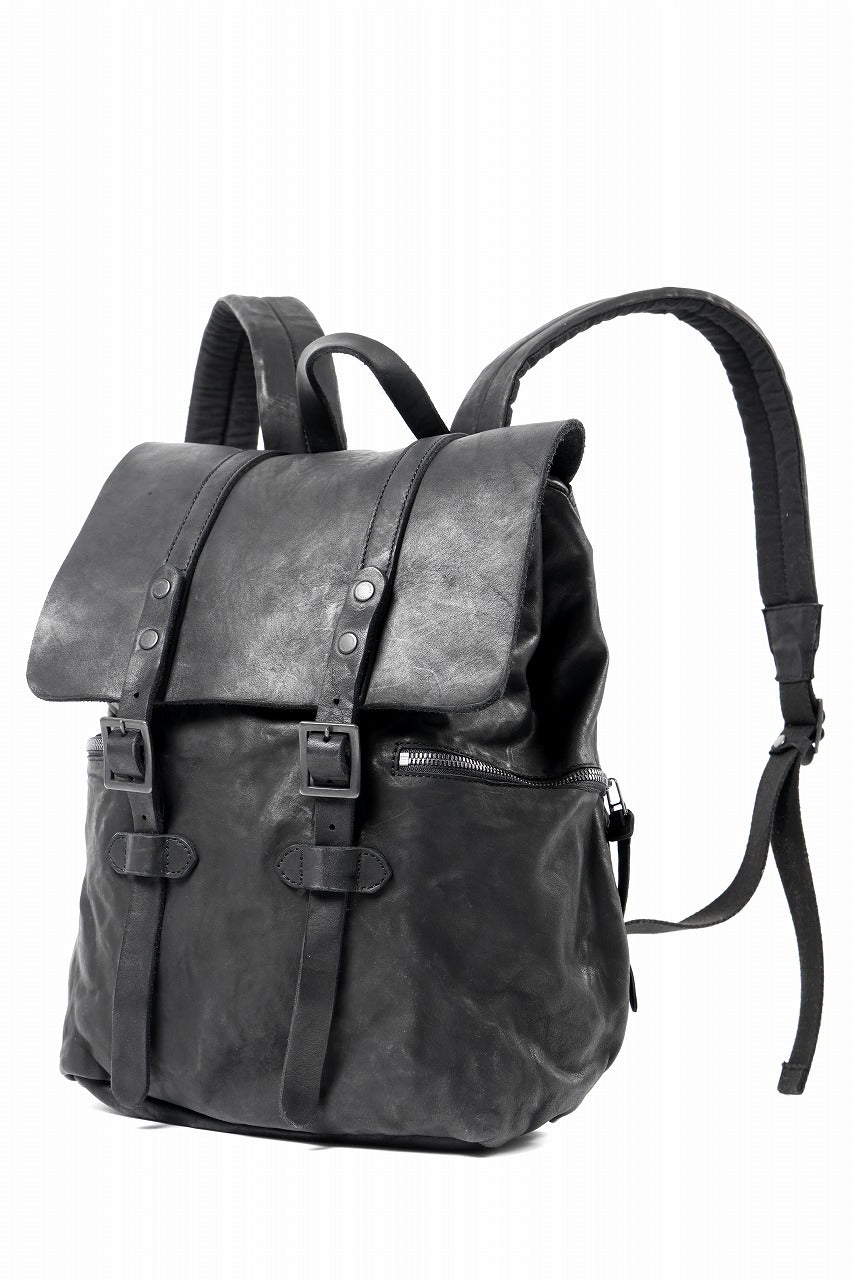 ISAMU KATAYAMA BACKLASH MILITARY FLAP DAYPACK / JAPAN DOUBLE SHOULDER OBJECT DYED (BLACK)