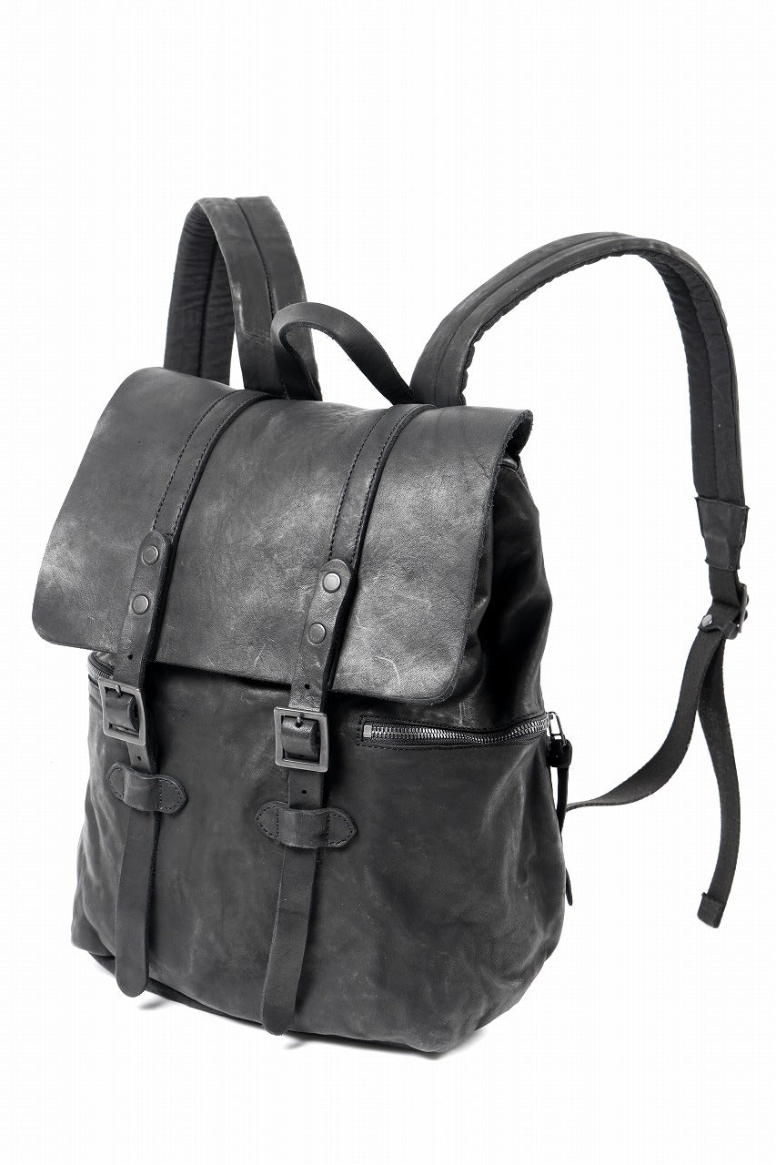 ISAMU KATAYAMA BACKLASH MILITARY FLAP DAYPACK / JAPAN DOUBLE SHOULDER OBJECT DYED (BLACK)