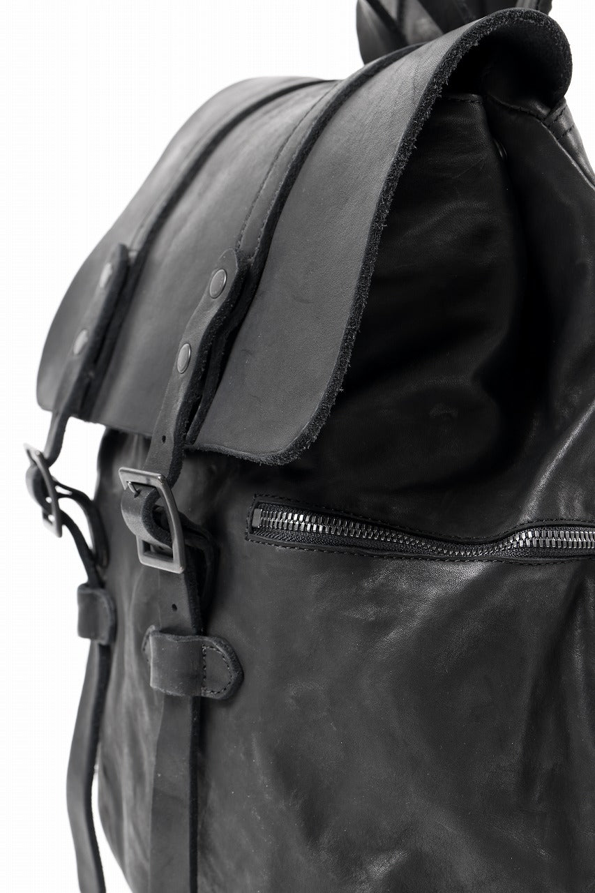 ISAMU KATAYAMA BACKLASH MILITARY FLAP DAYPACK / JAPAN DOUBLE SHOULDER OBJECT DYED (BLACK)