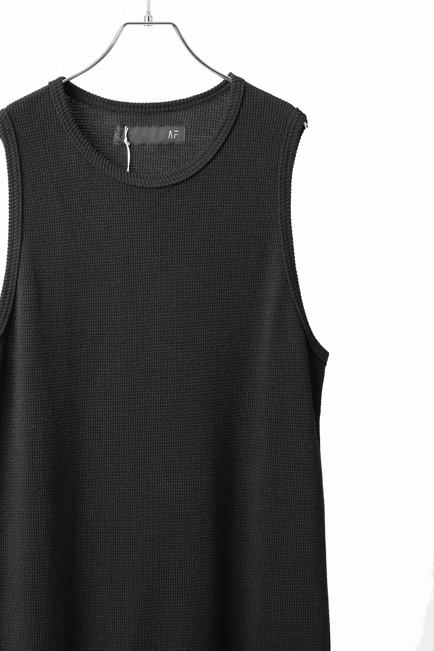 A.F ARTEFACT LONG LENGTH SLEEVELESS TOP / RIB KNIT JERSEY (BLACK)