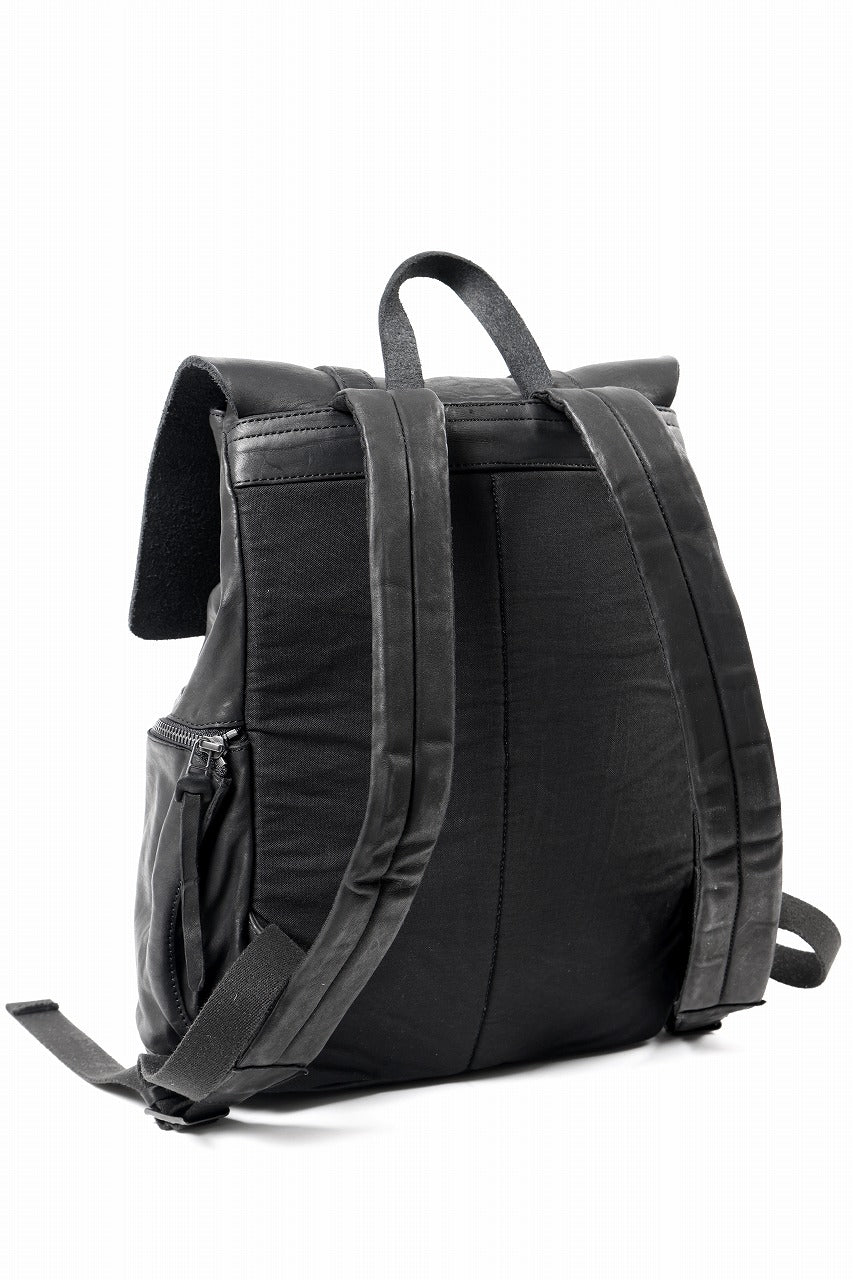 ISAMU KATAYAMA BACKLASH MILITARY FLAP DAYPACK / JAPAN DOUBLE SHOULDER OBJECT DYED (BLACK)