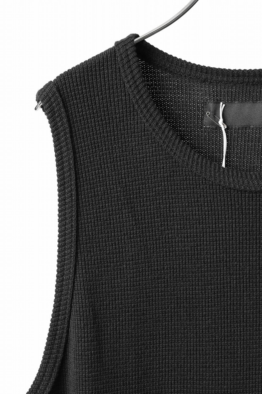 A.F ARTEFACT LONG LENGTH SLEEVELESS TOP / RIB KNIT JERSEY (BLACK)